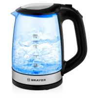 Чайник BRAYER BR1040BK стекло, черный, подсветка